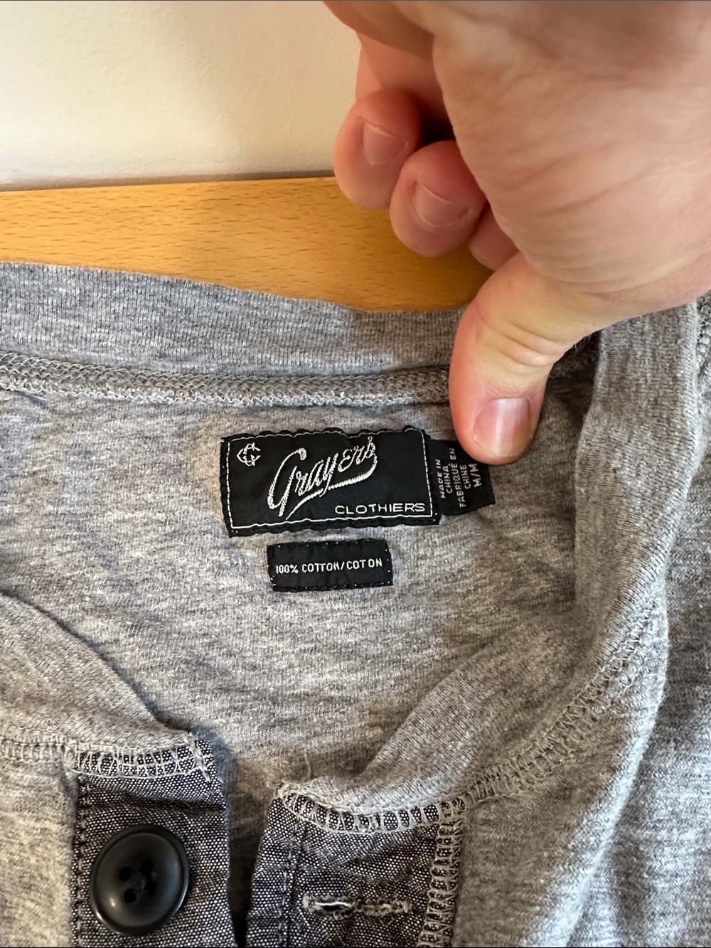 Grayers Heather Gray Henley Top - Picture 2 of 2